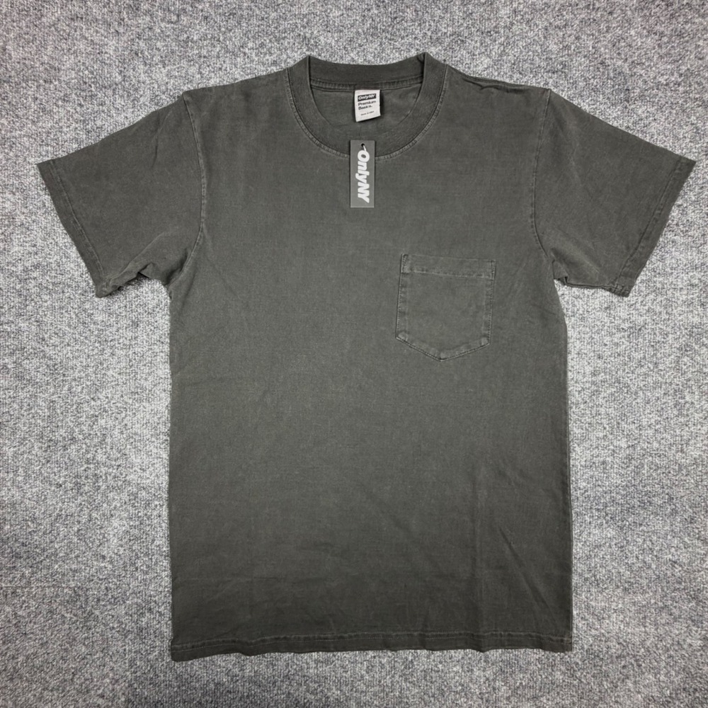 Only NY Premium Basics Pocket T-Shirt Mens Small‎ Charcoal Gray Made in USA NEW